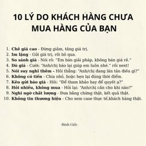 10 lý do khách hàng không mua hàng của bạn